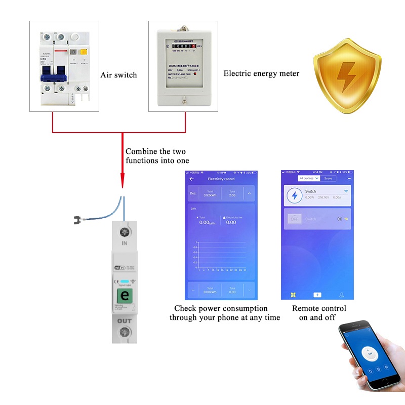 1P 63A Smart Geyser Timer WIFI Circuit Breaker Power Monitoring (eWeLink App) - Image 2