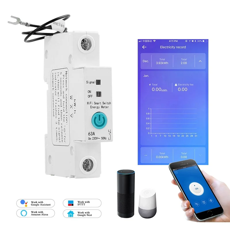 1P 63A Smart Geyser Timer WIFI Circuit Breaker Power Monitoring (eWeLink App) - Image 8