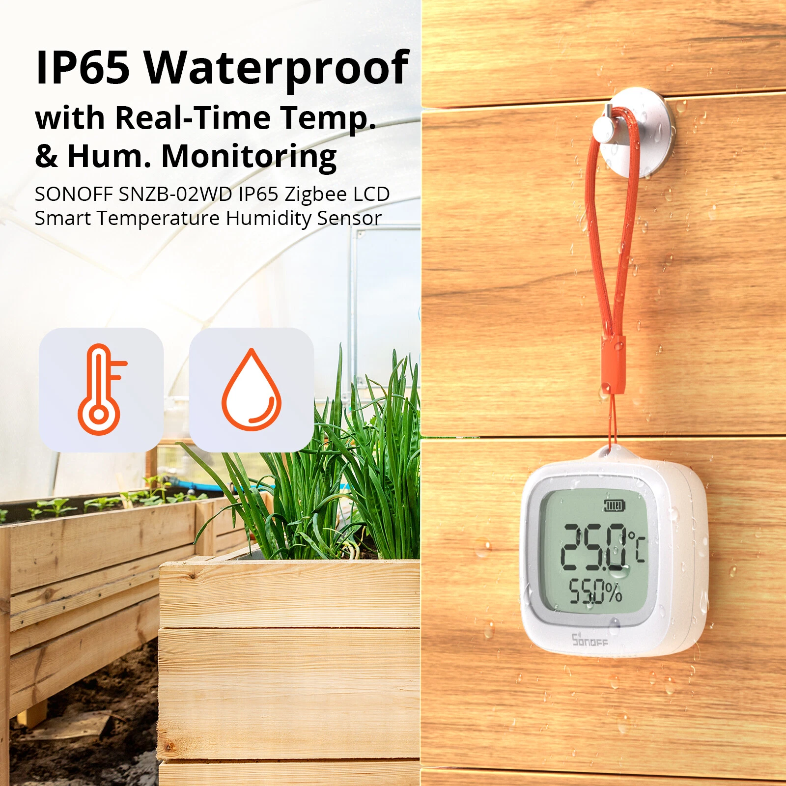 SONOFF SNZB-02WD IP65 Zigbee LCD Smart Temperature Humidity Sensor - Image 2
