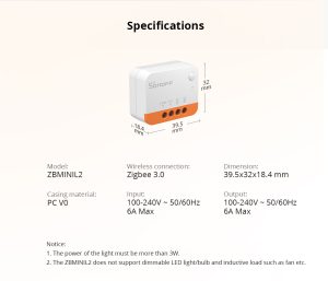 SONOFF ZBMINI L2 Extreme Zigbee Smart Switch (No Neutral Required)