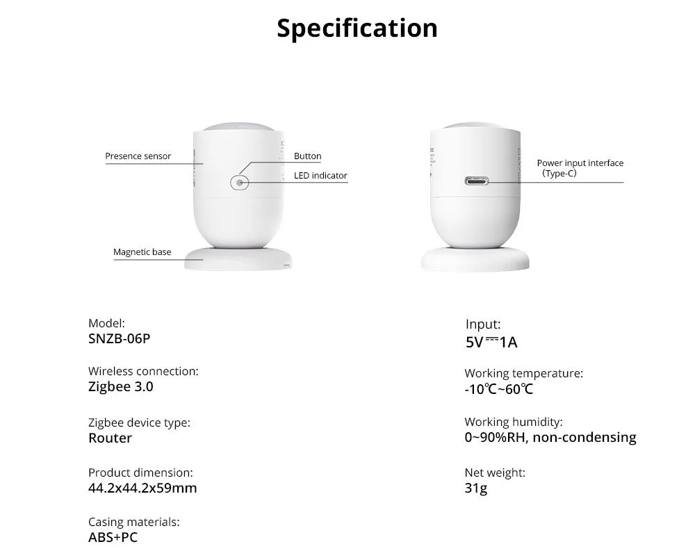 SONOFF Zigbee Human Presence Sensor SNZB-06P - Image 3