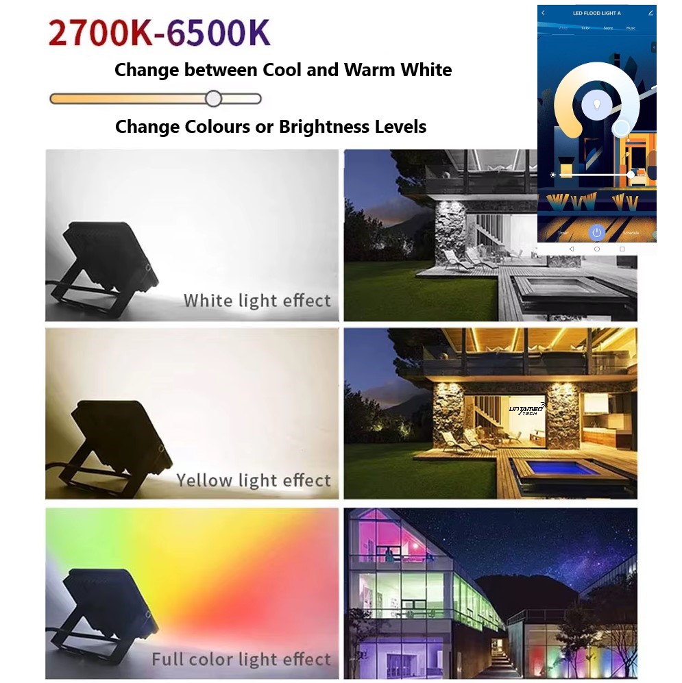 Smart Life Tuya 50W LED Floodlight RGB IP66 Outdoor Waterproof - Image 4