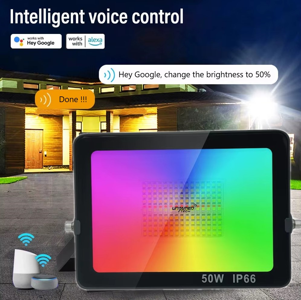 Smart Life Tuya 50W LED Floodlight RGB IP66 Outdoor Waterproof - Image 3
