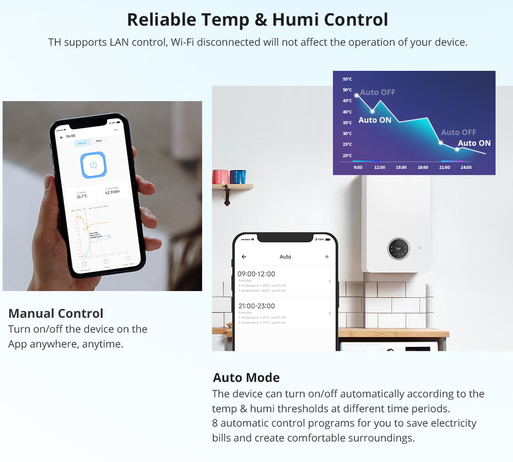 Sonoff TH20 Elite 20A WIFI Temperature Humidity Smart Switch (sensor not included) - Image 7