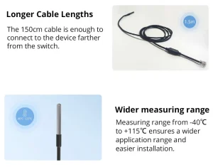 Sonoff WTS01 Waterproof Temperature Sensor for TH Elite/Origin 1.5m