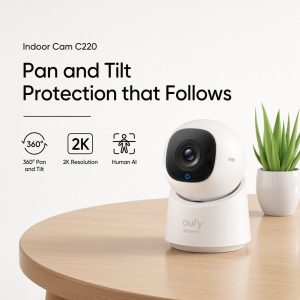 Eufy Indoor Cam C220 – 2K 360° Pan-Tilt Indoor Security Camera with AI Tracking