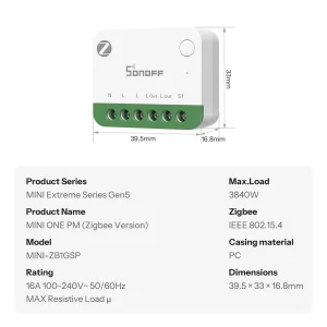 SONOFF MINI ONE PM Zigbee Smart Switch MINI-ZB1GSP