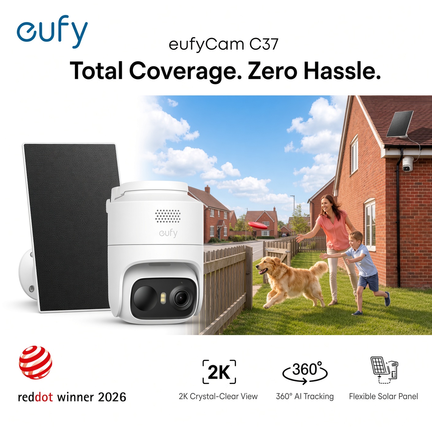 eufyCam C37 2K Smart Security Camera CCTV with Solar panel